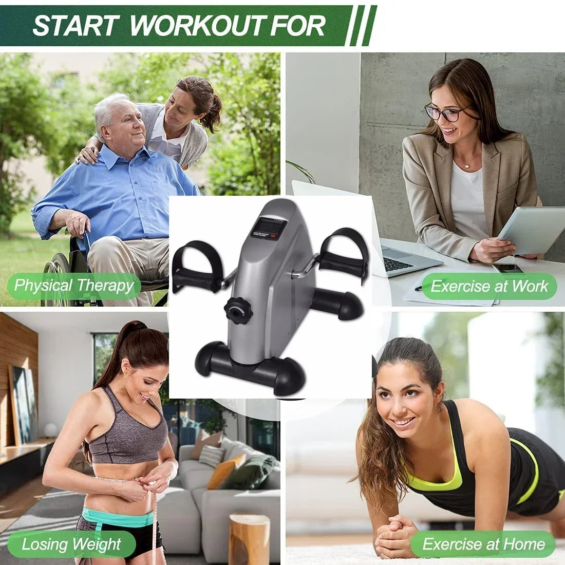 Black Mini Exercise Bike, Himaly under Desk Bike Pedal Exerciser Portable Foot Cycle Arm & Leg Peddler Machine with LCD Screen Displays (Copy)