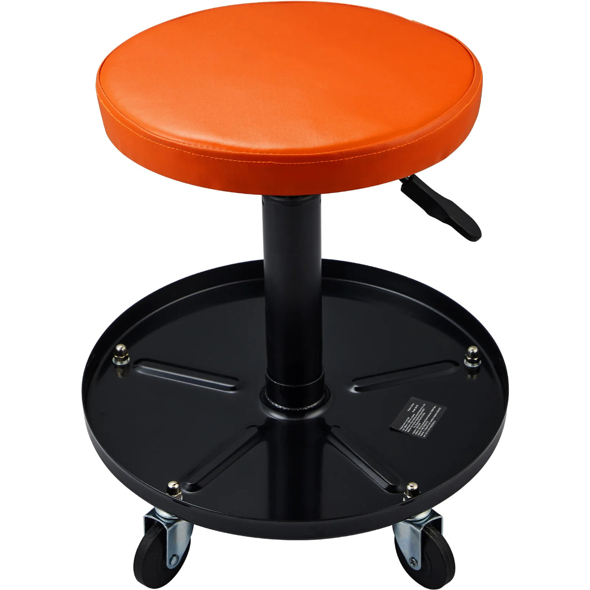 Mechanic Stool, 250 LBS Rolling Pneumatic Creeper Garage/Shop Seat, Adjustable Height 22 In-28 in Padded Rolling Workshop Stool with Tool Tray, for Garage, Shop, Auto Repair, Black+Orange